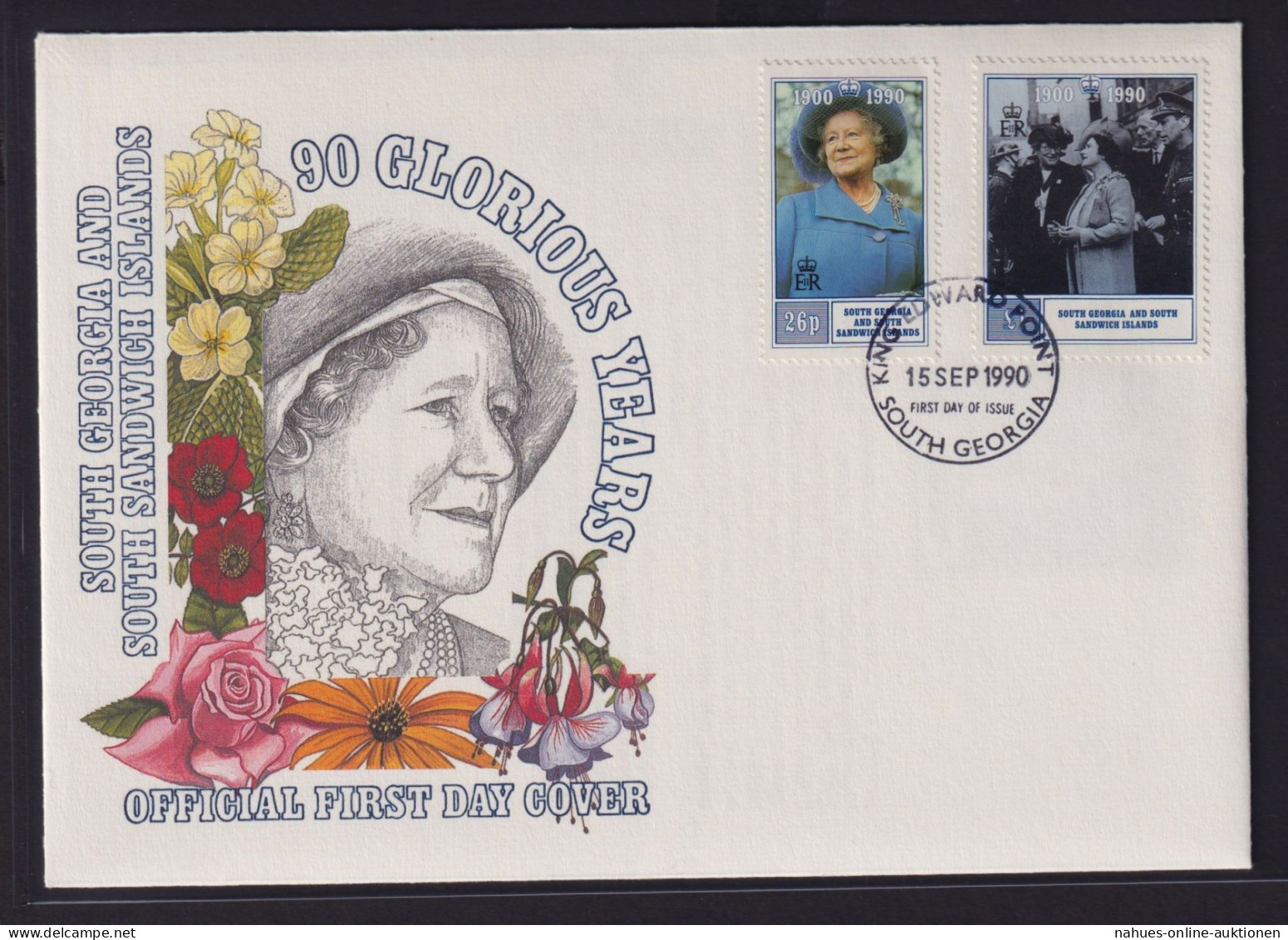 South Gerorgia And Sandwich Islands Attr. Brief 90. Geburtstag Queen Elisabeth - Sammlungen (im Alben)