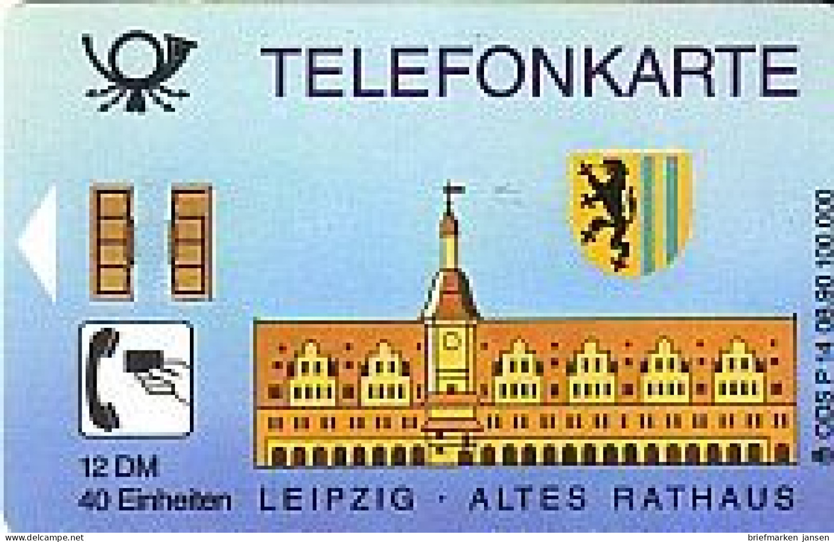 Telefonkarte P 14 08.90 Altes Rathaus Leipzig, DD 2009 Nr.rechts - Sin Clasificación