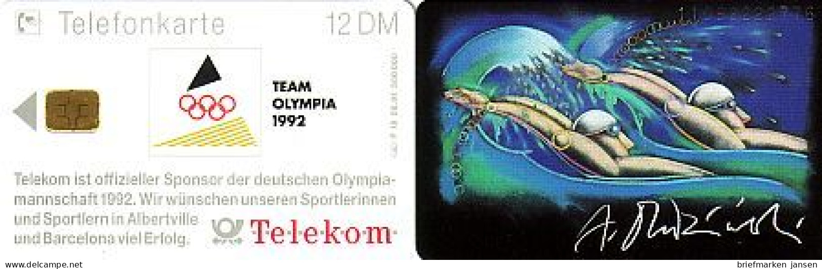 Telefonkarte P 19 08.91 Team Olympia 92 Schwimmen, DD 1110 Kleine Nr. - Sin Clasificación
