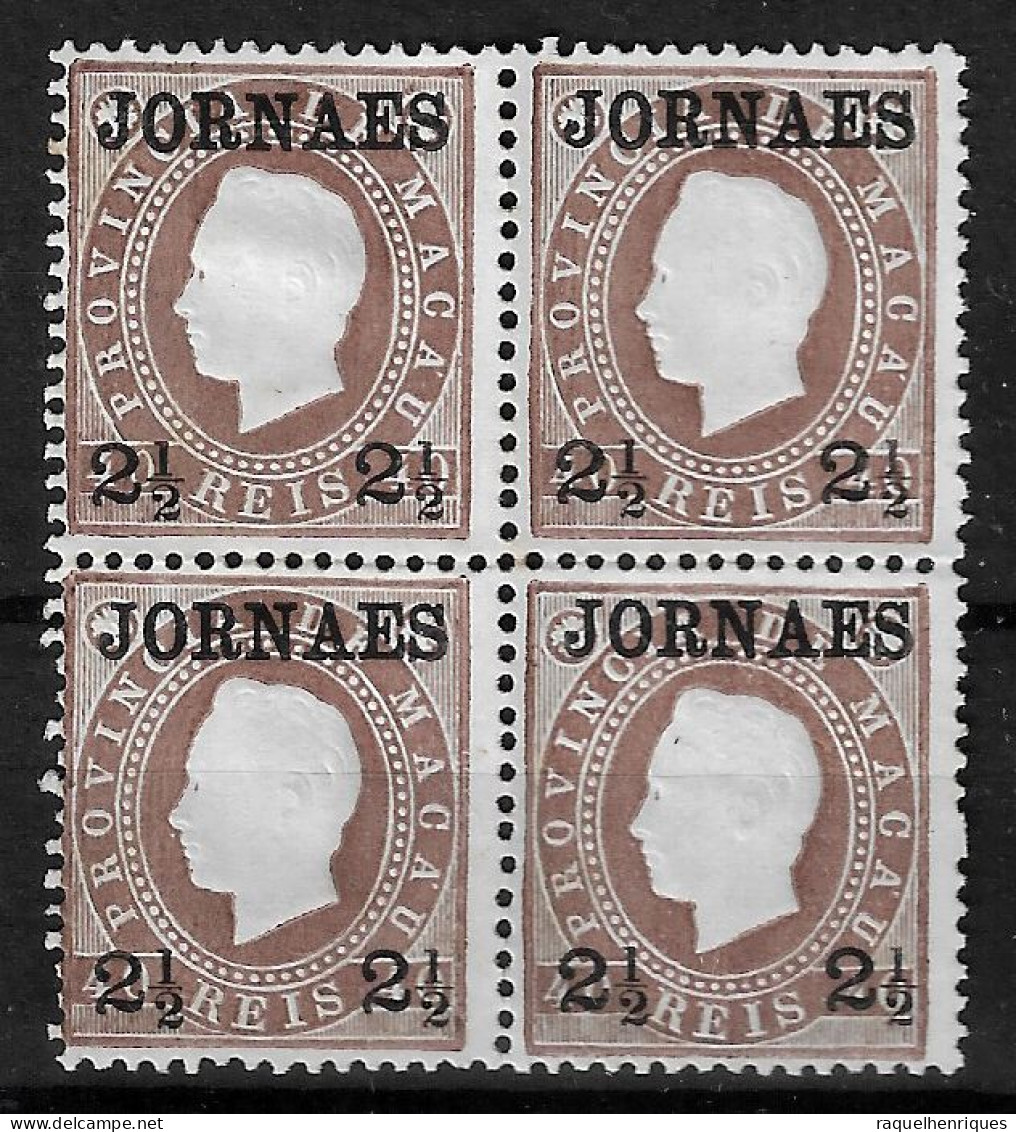 MACAU 1892 Newspaper Stamps Overprinted JORNAES BLOCK MNH NG (NP#70-P13-L4) - Ongebruikt