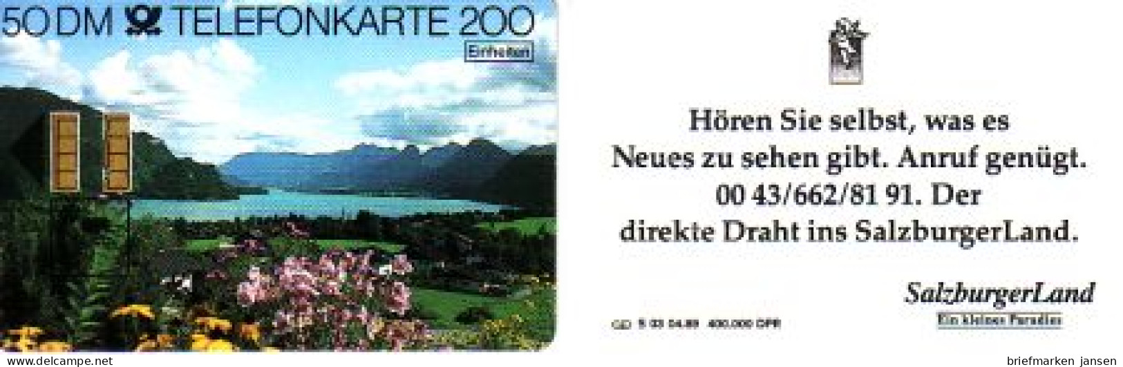 Telefonkarte S 03 04.89 Salzburger Land, DD 1909 Enge Nr. - Sin Clasificación