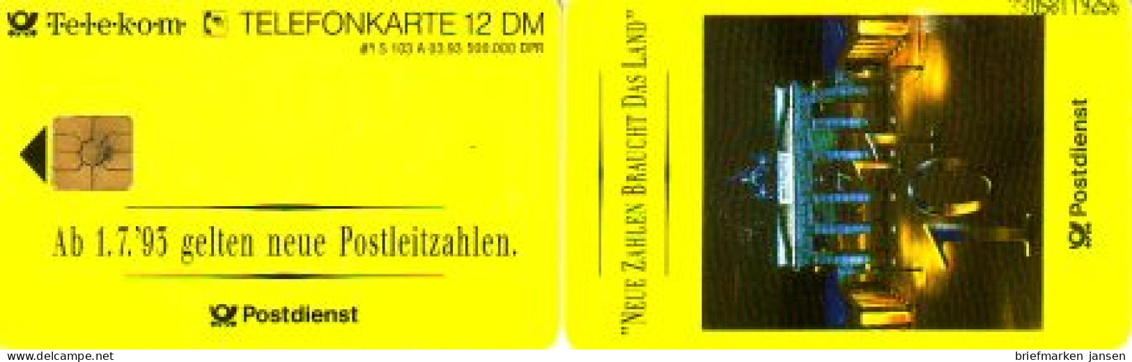 Telefonkarte S 103A 03.93 Postdienst, Brandenburger Tor, DD 3304 - Sin Clasificación