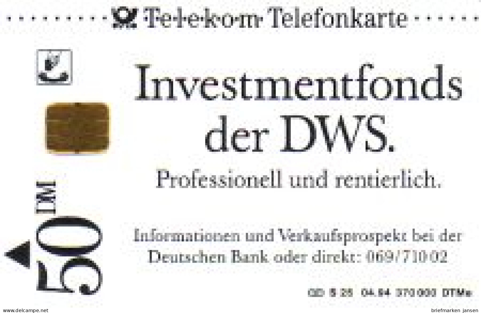 Telefonkarte S 25 04.94 DWS Investmentfonds, DD 1404 - Sin Clasificación