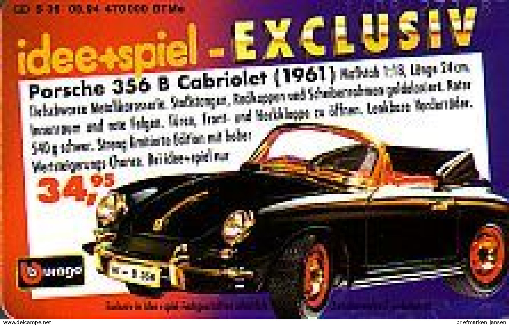 Telefonkarte S 36 08.94 Idee + Spiel, Porsche, DD 1409 - Sin Clasificación