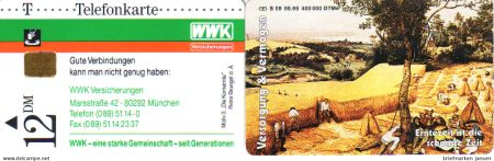 Telefonkarte S 09 05.95 WWK Versicherungen Erntezeit (III), DD 1506 - Sin Clasificación