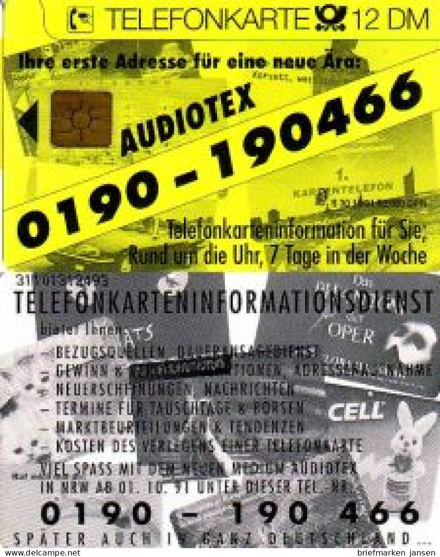 Telefonkarte S 30 10.91 Audiotex, DD 3110, Enge Nr. - Sin Clasificación
