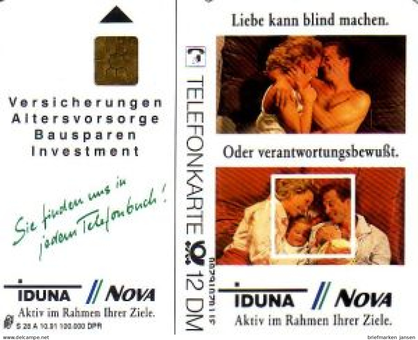 Telefonkarte S 28 A 10.91 Iduna - Liebe, DD 3110, Glänzend, Enge Nr. - Sin Clasificación