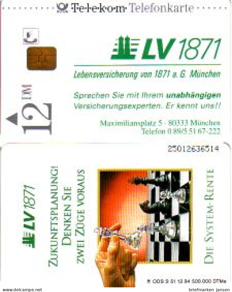 Telefonkarte S 51 12.94, LV 1871 Lebensversicherung - Schach, DD 2501 - Non Classificati