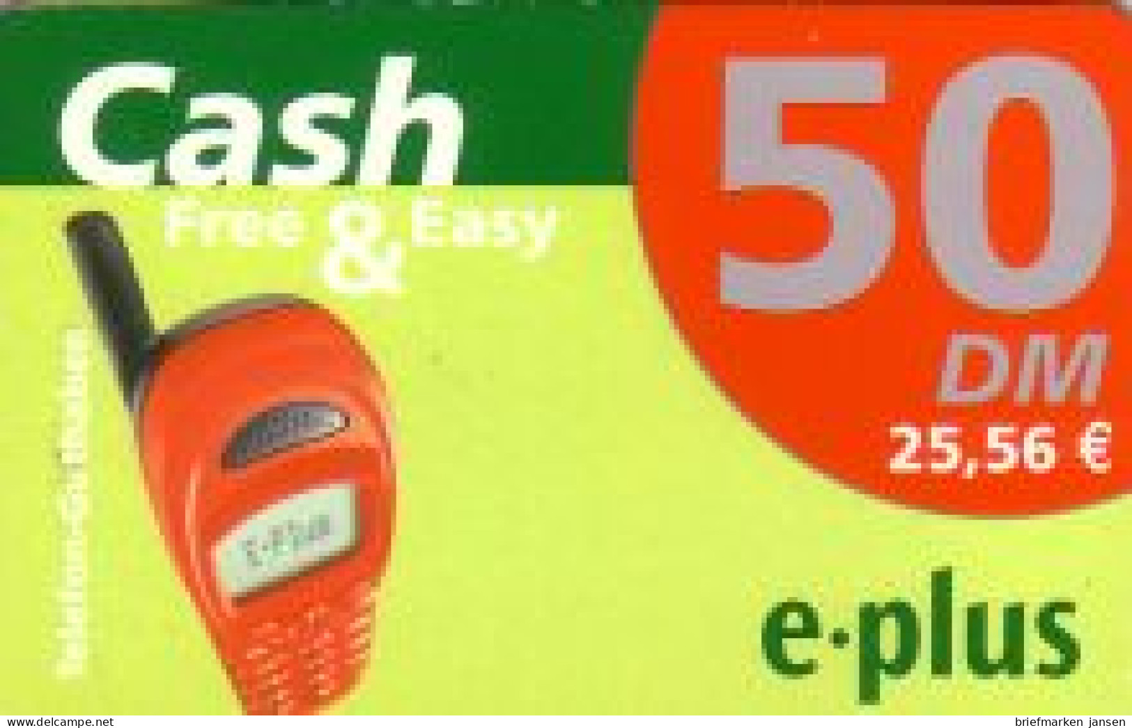 Handykarte E Plus, Cash Free & Easy, 50 DM / 25,56 € - Sin Clasificación