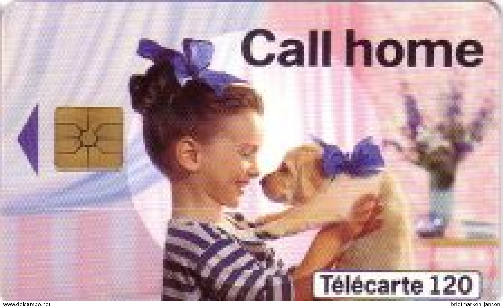 Telefonkarte Frankreich, Call Home, Kind Mit Hundewelpen, 120 - Sin Clasificación
