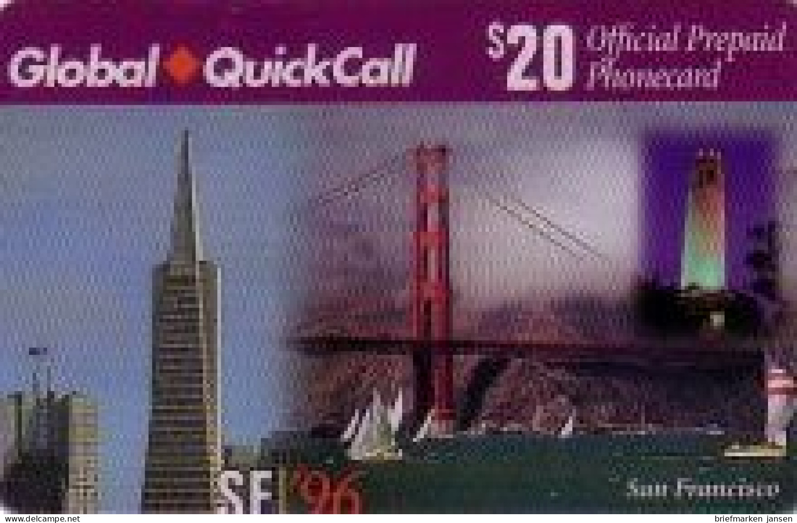 Calling Card, Global, San Francisco, Golden Gate Bridge, $ 20 - Sin Clasificación