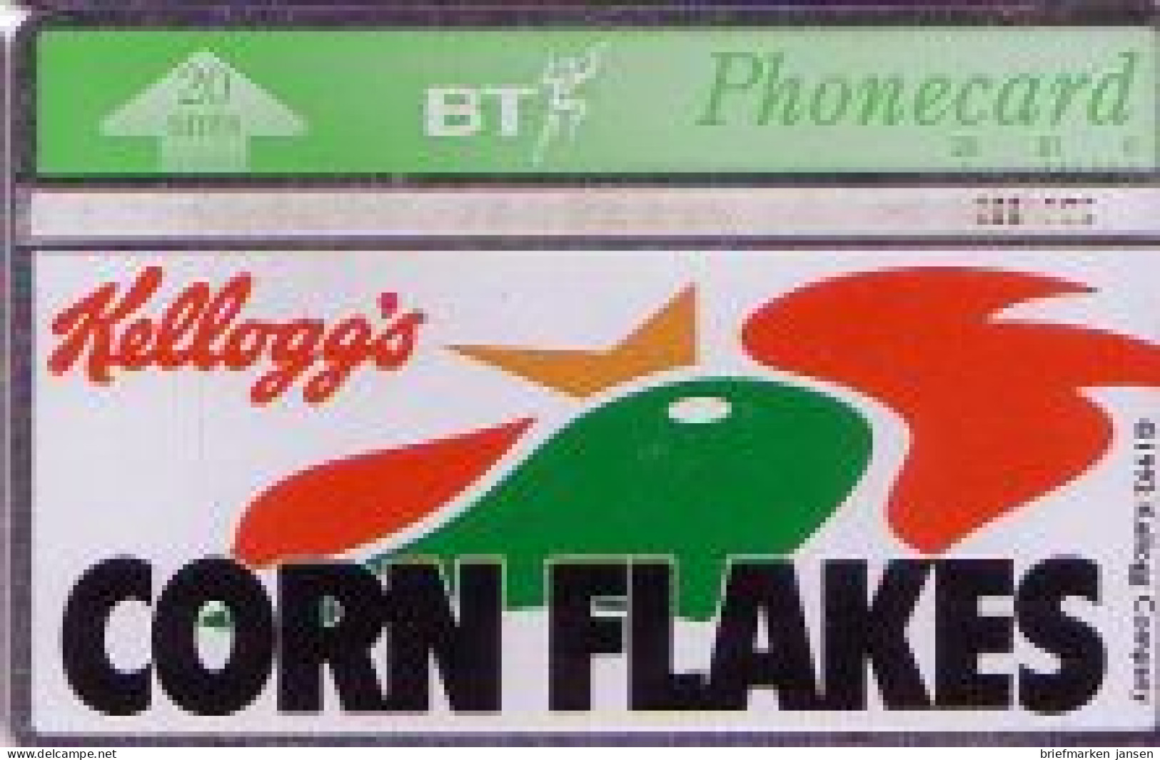 Telefonkarte Großbritannien, Kellog's Corn Flakes, 20 - Sin Clasificación