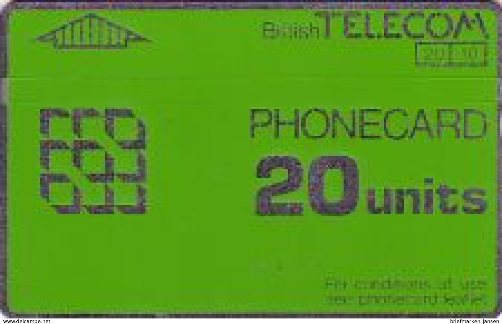 Telefonkarte Großbritannien, Grüne Karte, 20 - Non Classés