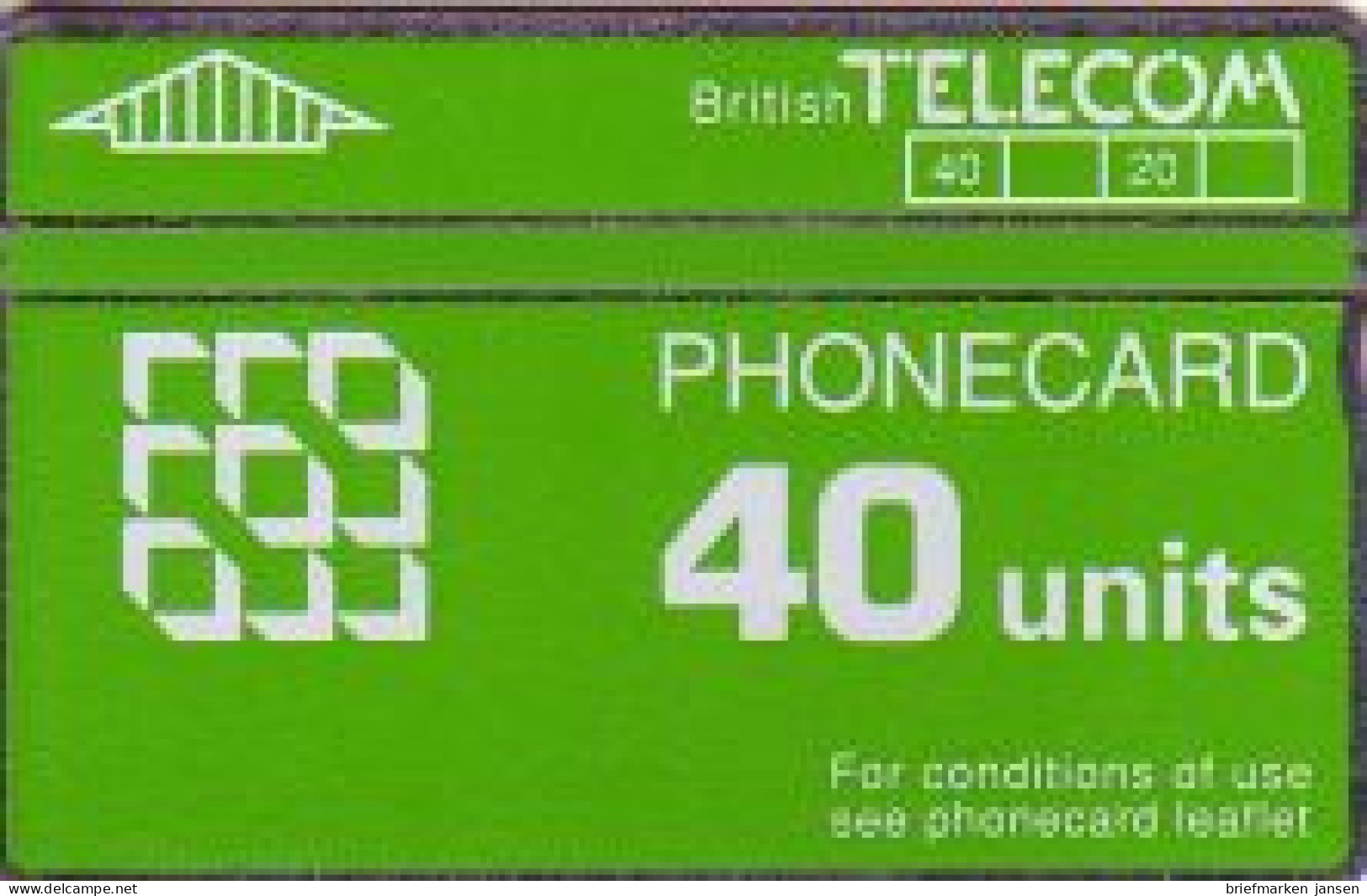 Telefonkarte Großbritannien, Grüne Karte, 40 - Sin Clasificación