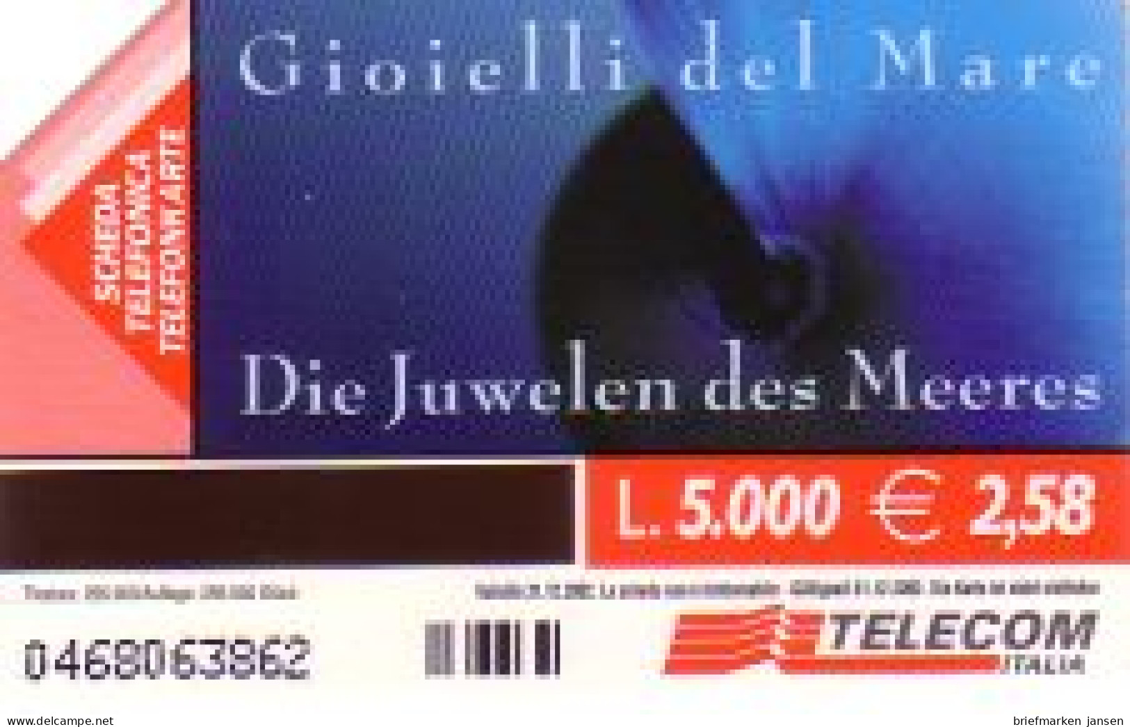 Telefonkarte Italien, Die Juwelen Des Meeres, Schnecke, 5000/2,58 - Ohne Zuordnung