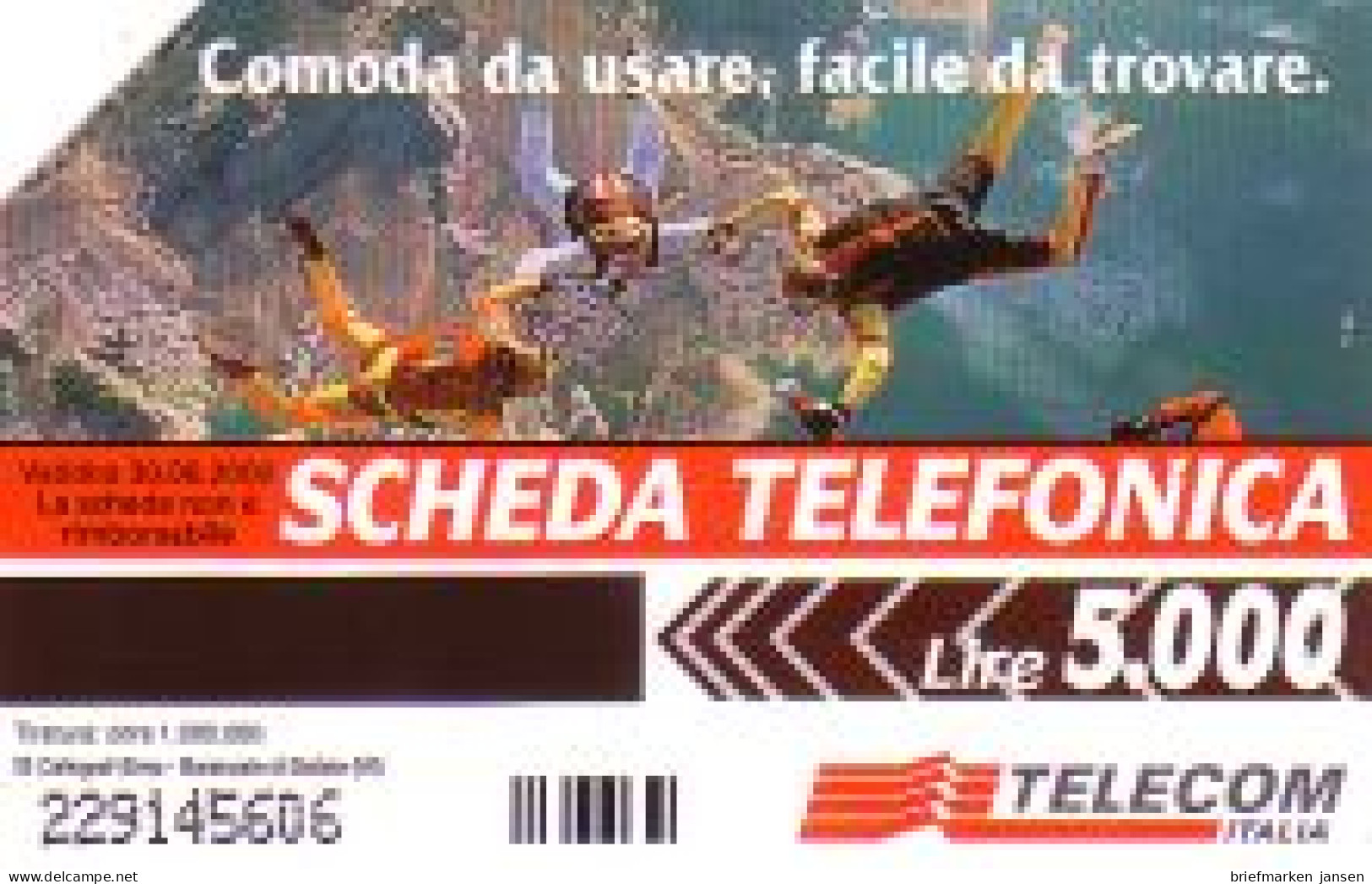 Telefonkarte Italien, Fallschirmspringer, 5000 - Ohne Zuordnung