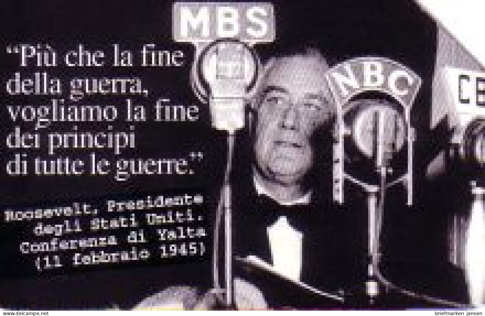 Telefonkarte Italien, US-Präsident Roosevelt, 5000/2,58 - Ohne Zuordnung