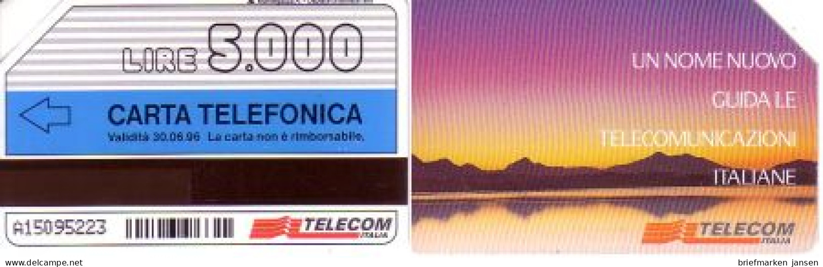 Telefonkarte Italien, Landschaft Mit See (Validità 30.06.96), 5000 - Non Classificati