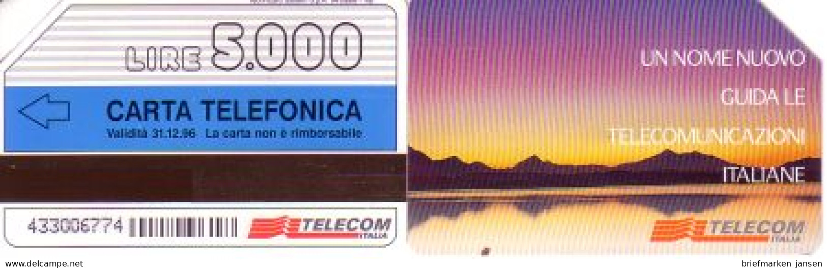 Telefonkarte Italien, Landschaft Mit See (Validità 31.12.96), 5000 - Zonder Classificatie