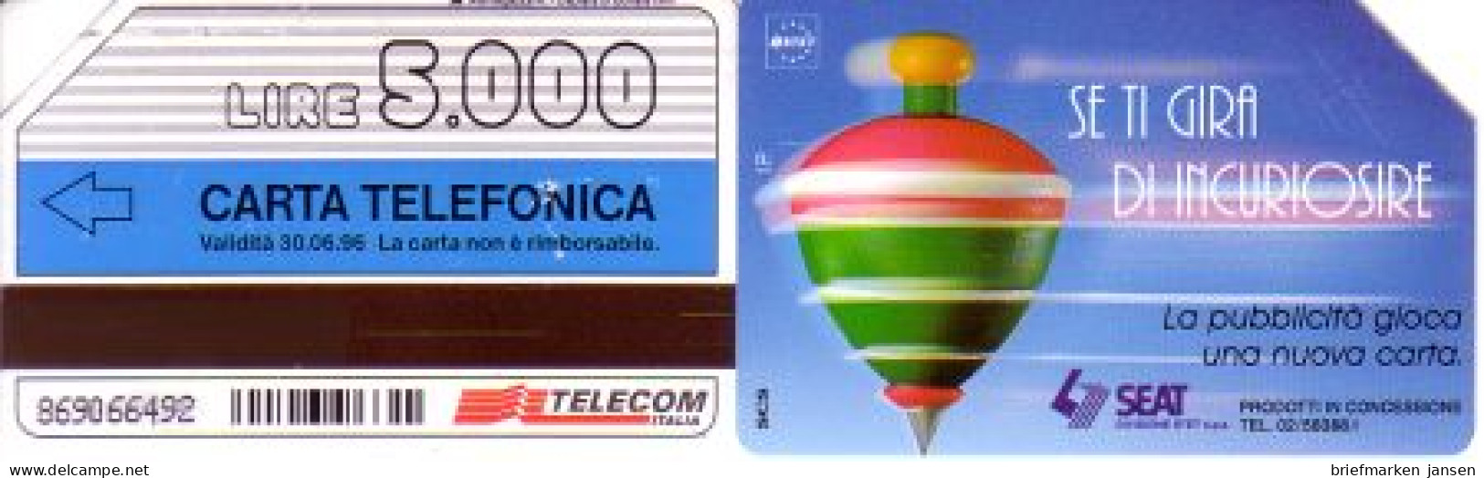 Telefonkarte Italien, Kreisel (Validità 30.06.96), 5000 - Ohne Zuordnung