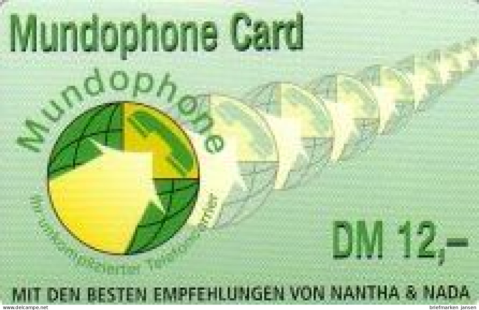 Calling Card, Mundophone, Grafik Telefonhörer, ".. Nantha & Nada", DM 12,- - Zonder Classificatie