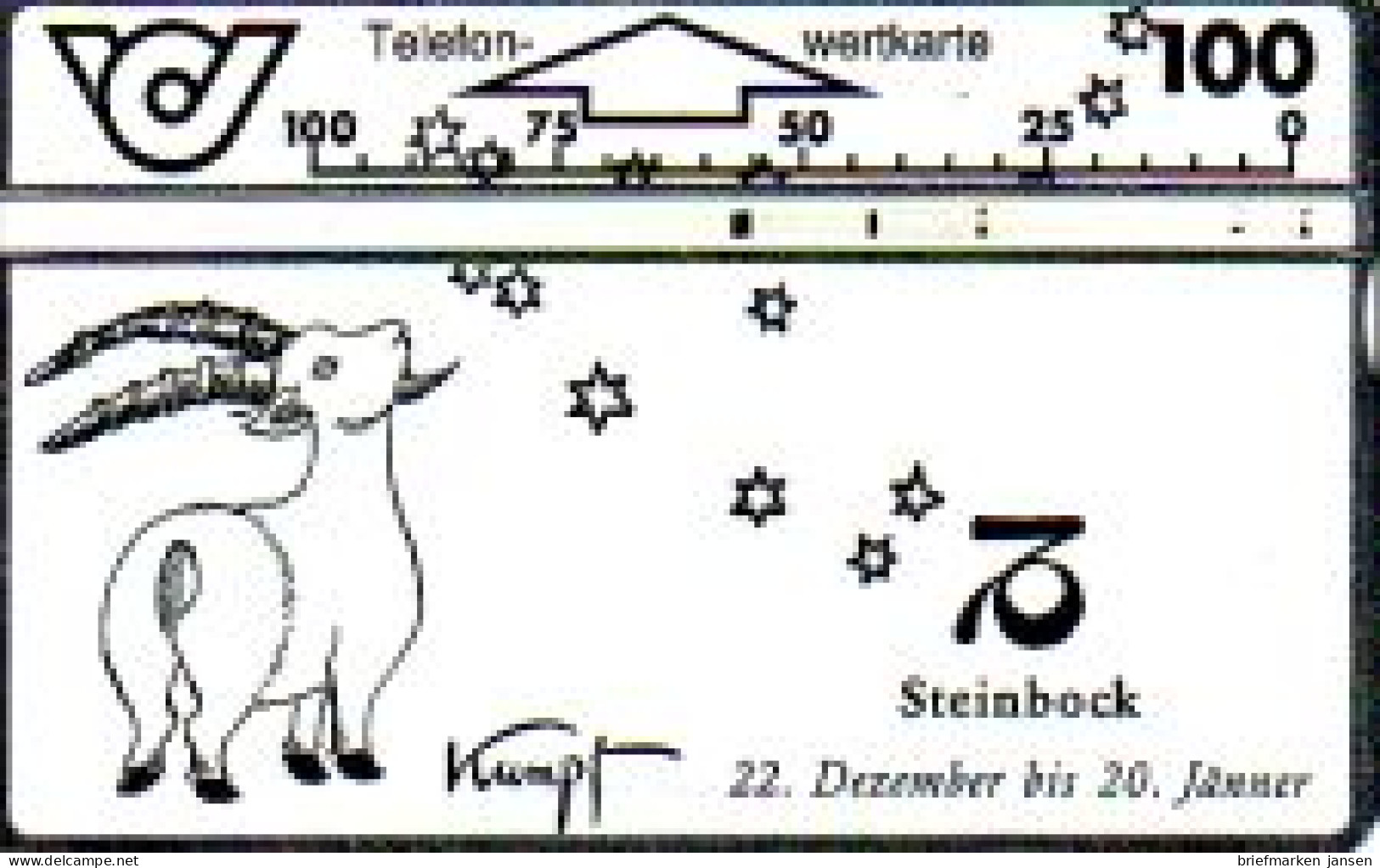 Telefonkarte Österreich, Sternzeichen Steinbock, 100 - Sin Clasificación