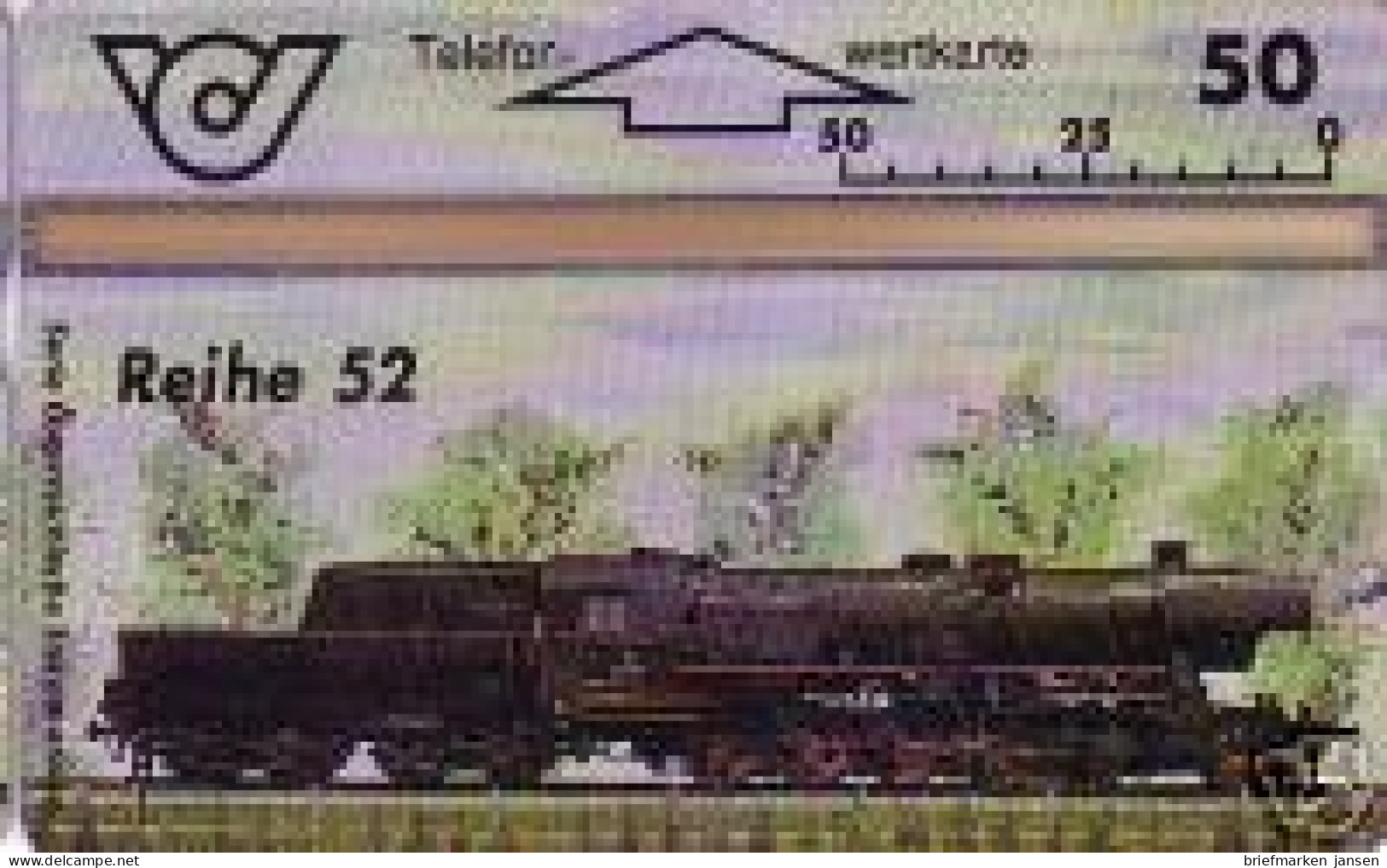 Telefonkarte Österreich, Lokomotiven, Dampflok Reihe 52, 50 - Ohne Zuordnung