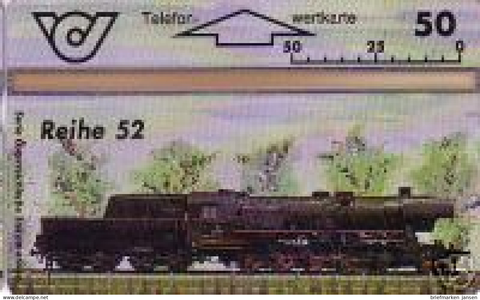 Telefonkarte Österreich, Lokomotiven, Dampflok Reihe 52, 50 - Sin Clasificación