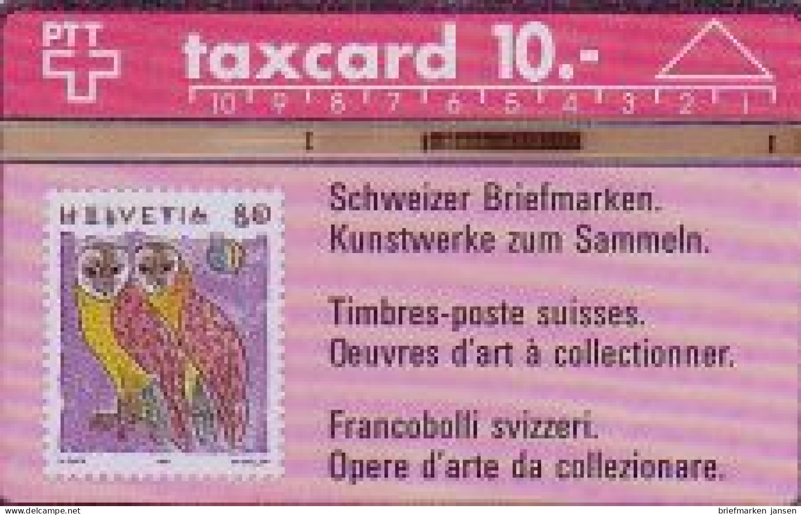 Telefonkarte Schweiz, Schweizer Briefmarken, Eulen, 10 - Unclassified