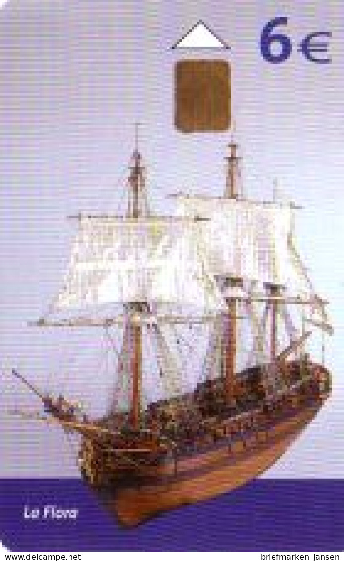 Telefonkarte Spanien, Museo Naval, La Flora (Segelschiff), 6 - Sin Clasificación