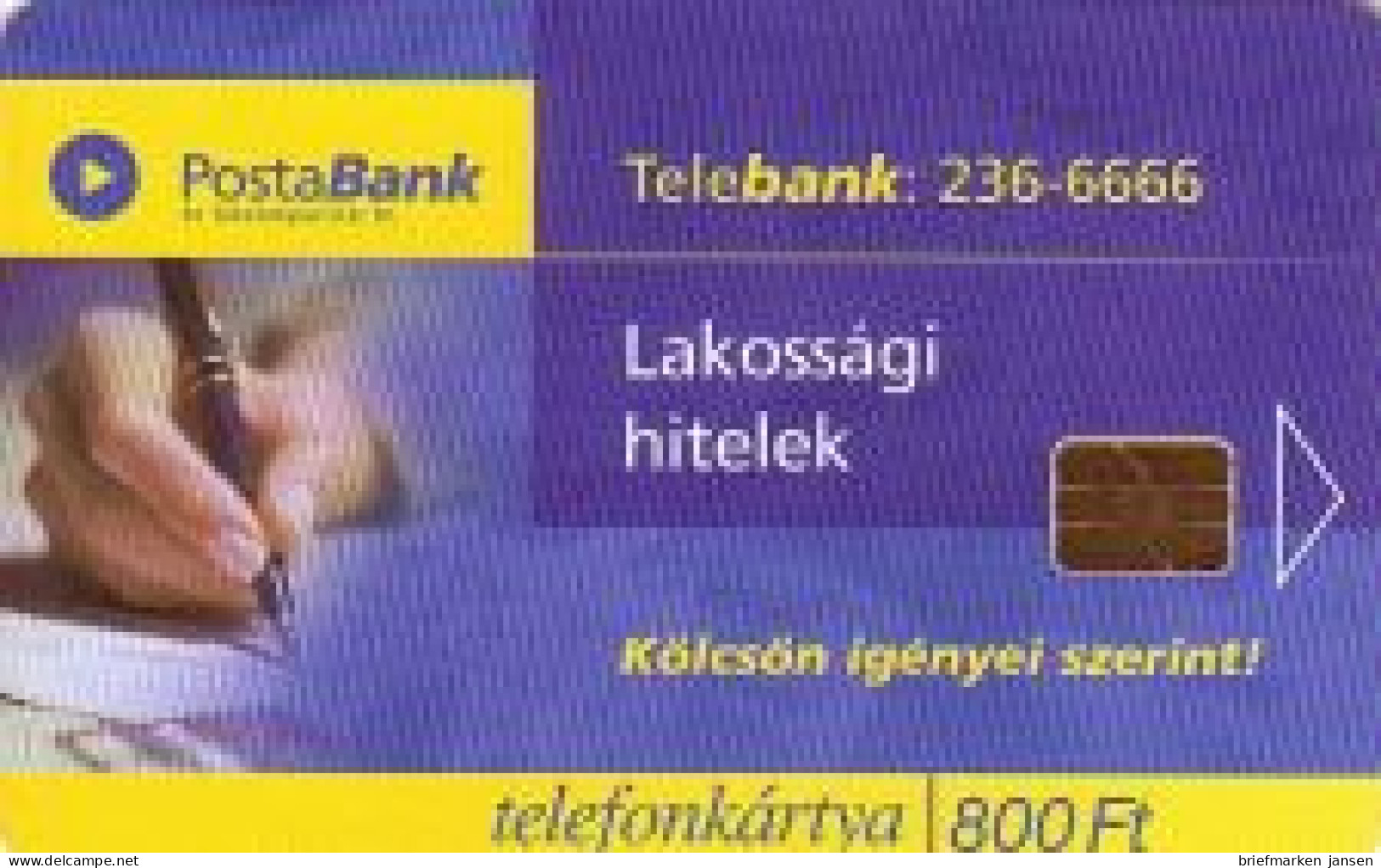 Telefonkarte Ungarn, PostaBank, 800 - Zonder Classificatie