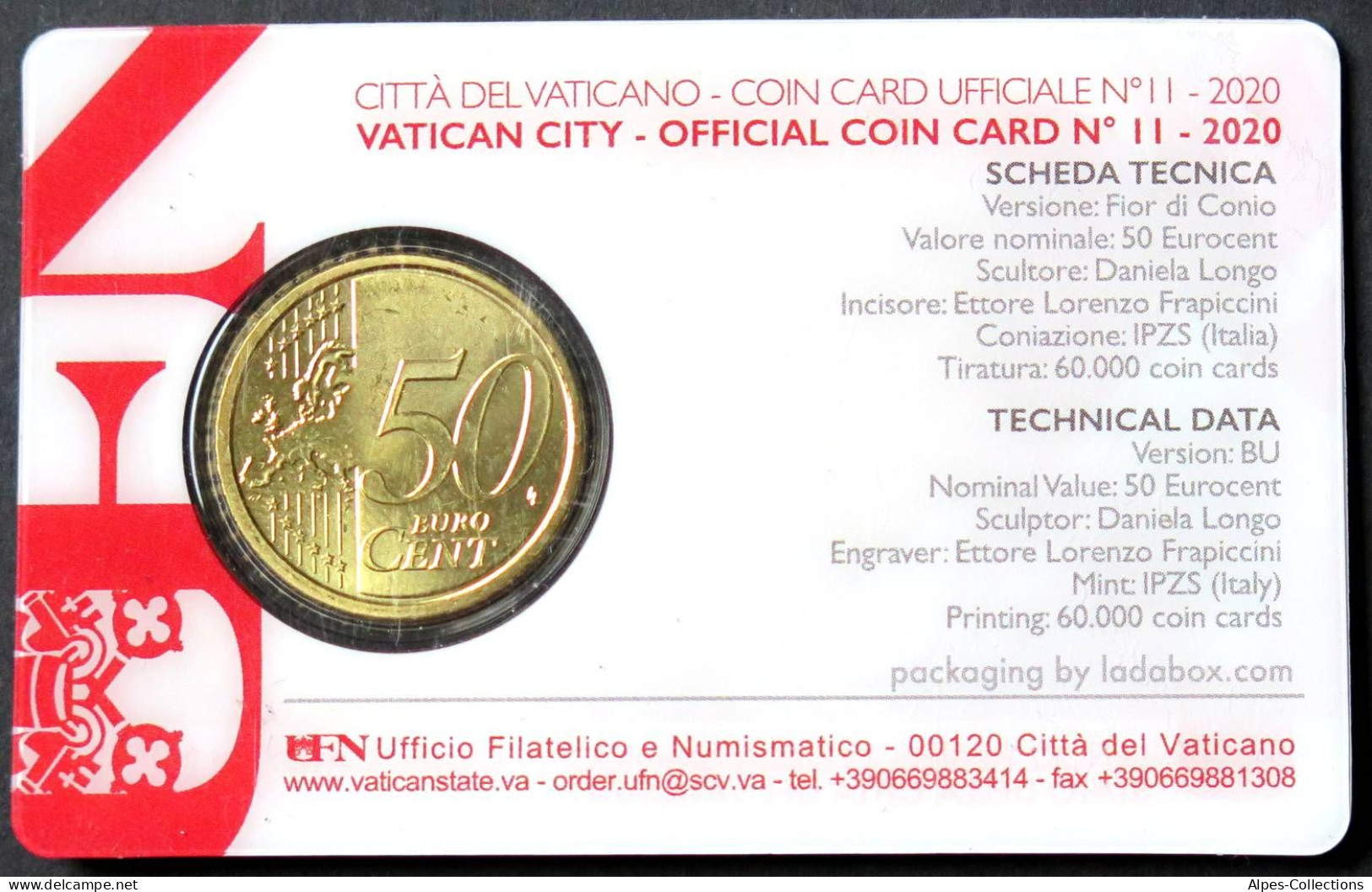 VA05020.1 - COIN CARD N°11 VATICAN - 2020 - 50 Cents - Vatican