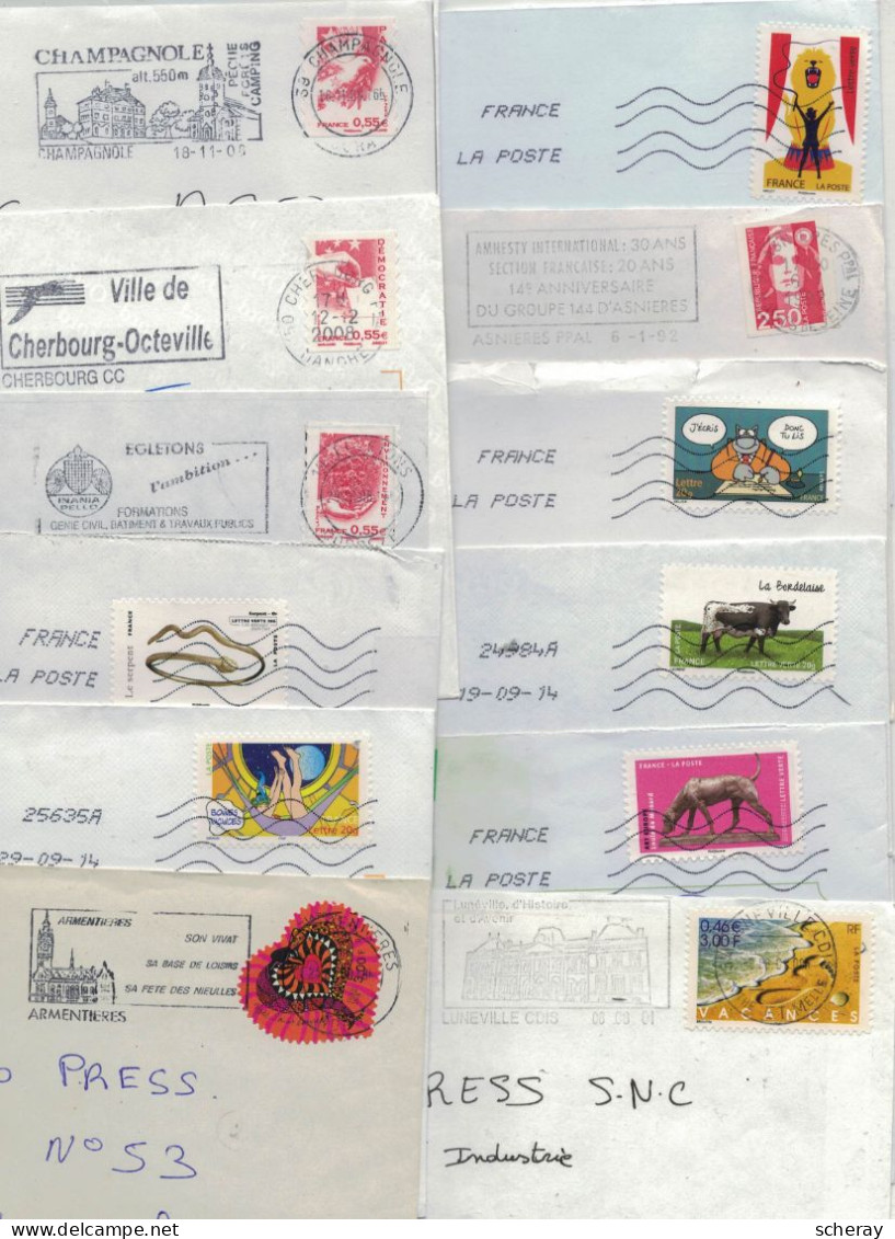 LOT 770 DE 12 LETTRES AVEC VALEURS AUTO ADHESIVES DIFFERENTES - Briefe U. Dokumente