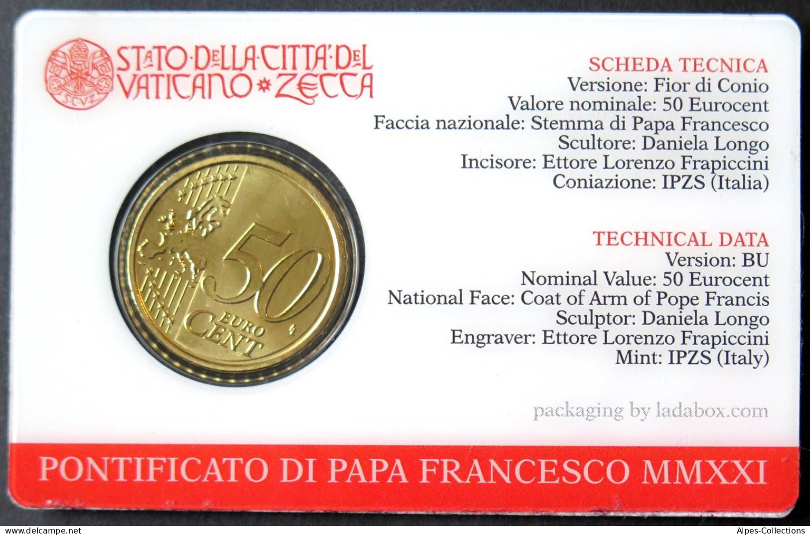 VA05021.1 - COIN CARD N°12 VATICAN - 2021 - 50 Cents - Vatican