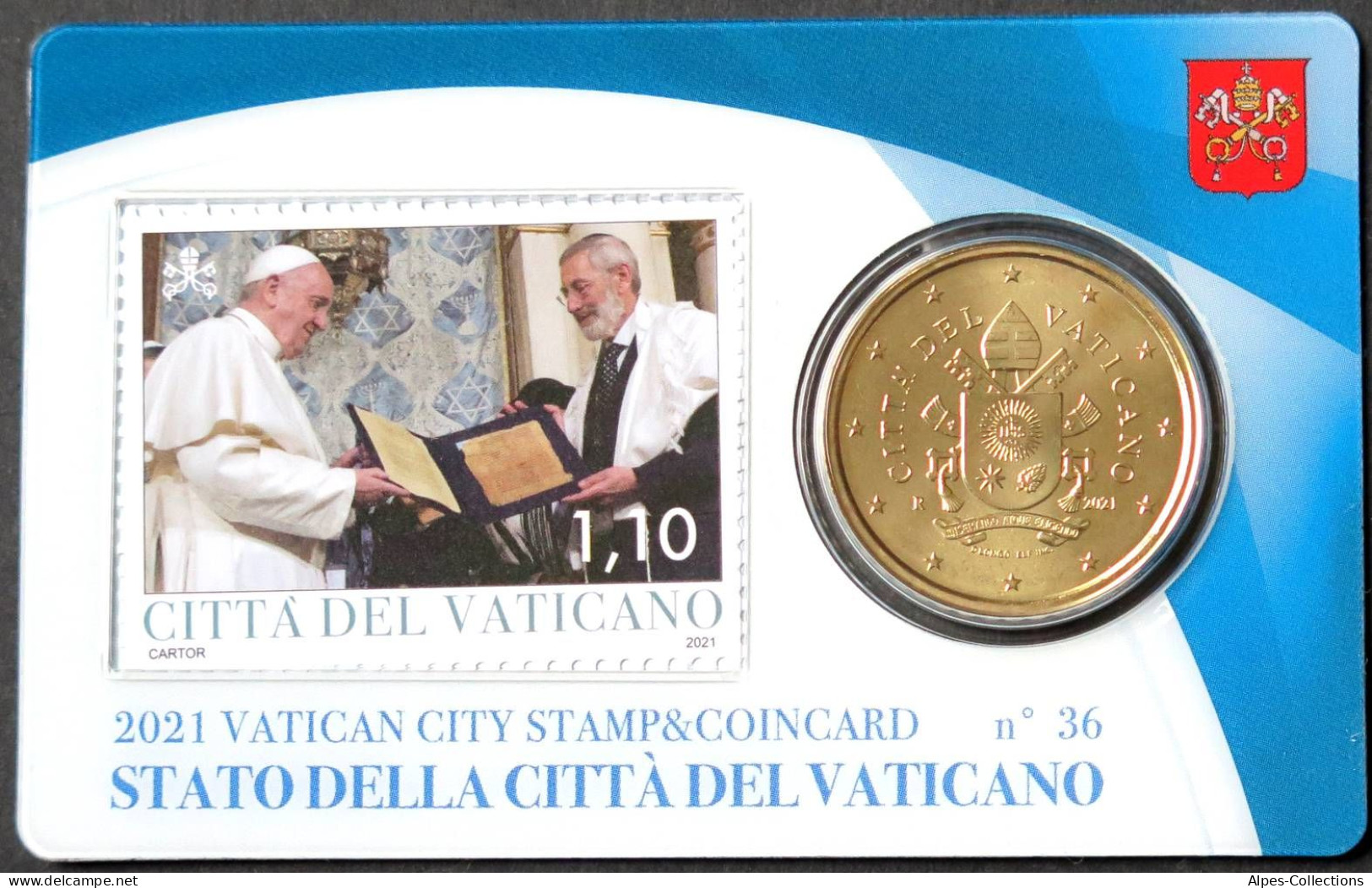 VA05021.2 - COIN CARD N°36 VATICAN - 2021 - 50 Cents + Timbre 1,10 Euros - Vaticaanstad