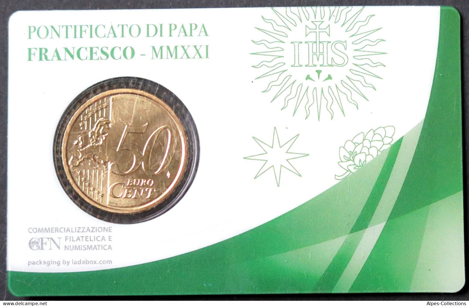 VA05021.3 - COIN CARD N°37 VATICAN - 2021 - 50 Cents + Timbre 1,15 Euros - Vatican