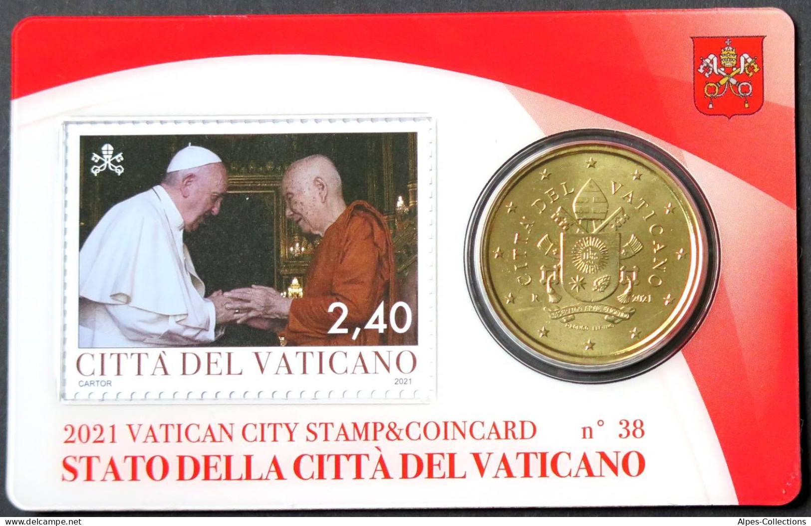 VA05021.4 - COIN CARD N°38 VATICAN - 2021 - 50 Cents + Timbre 2,40 Euros - Vatican