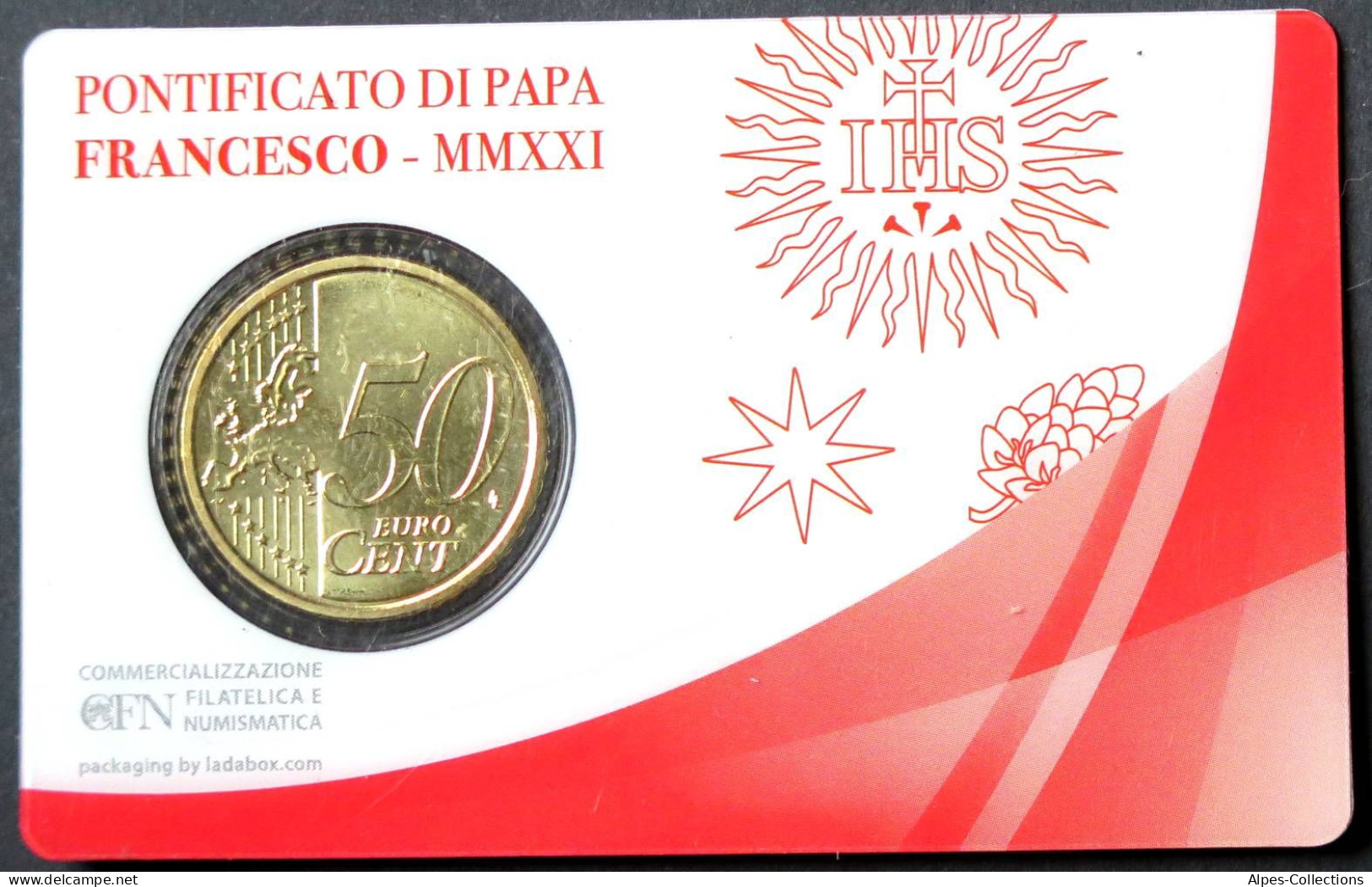 VA05021.4 - COIN CARD N°38 VATICAN - 2021 - 50 Cents + Timbre 2,40 Euros - Vatican