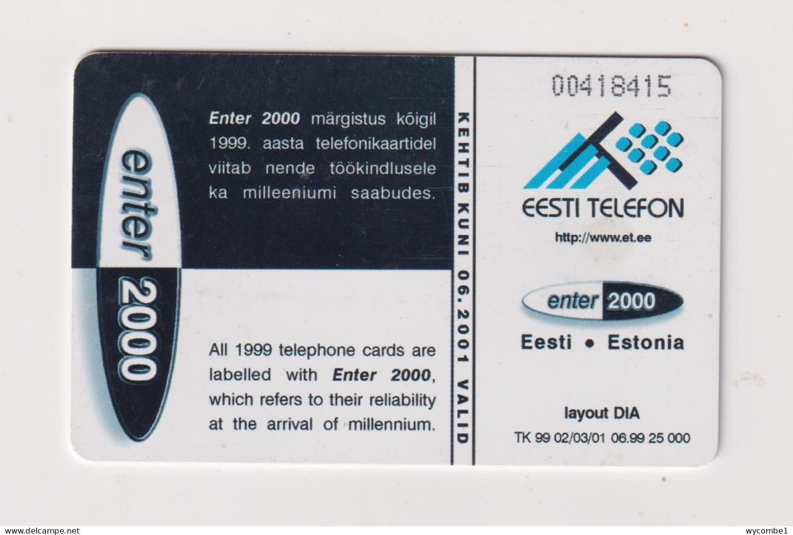 ESTONIA - Enter 2000 Chip Phonecard - Estonia