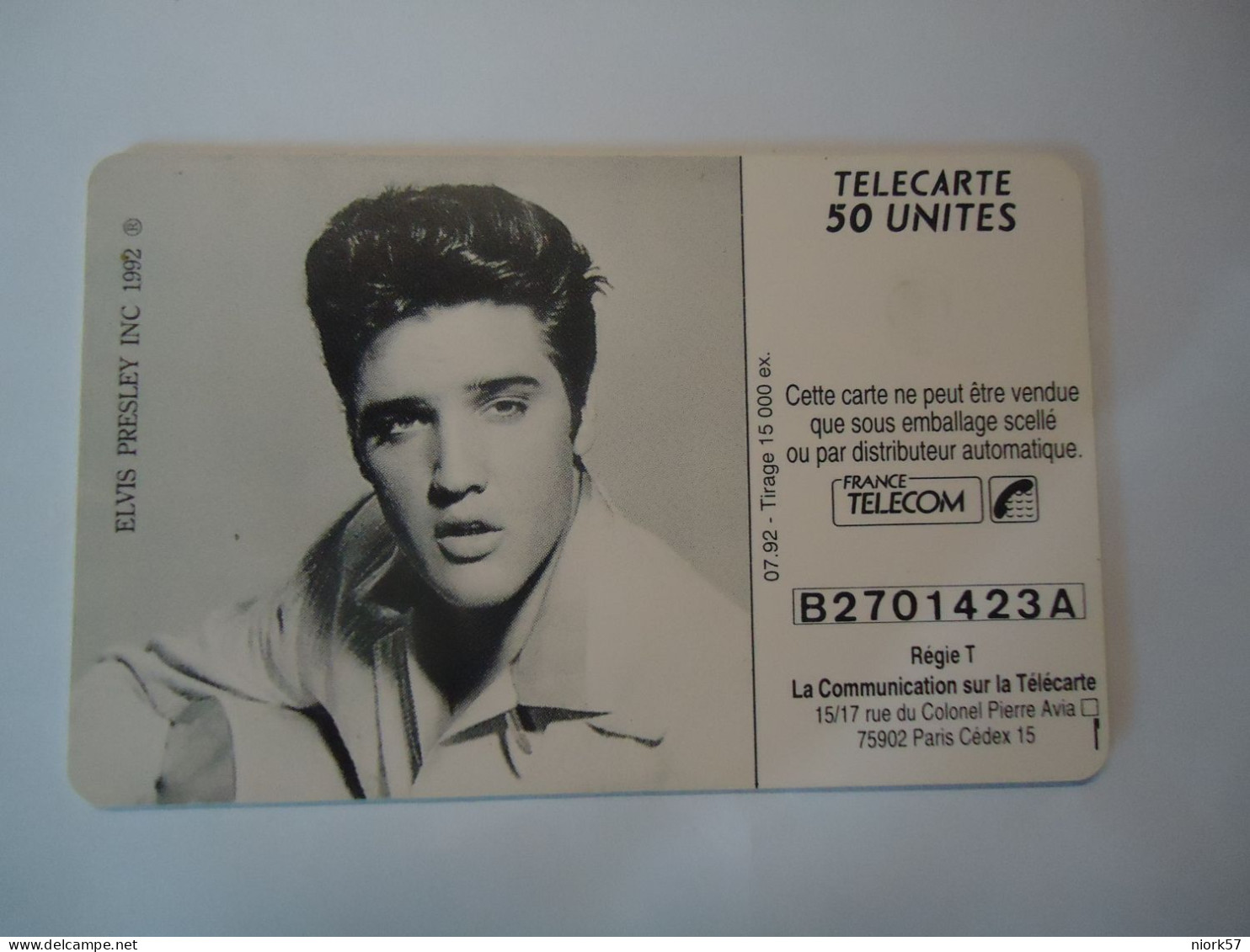 FRANCE USED CARDS TIR  15.000 MUSICS  ELVIS PRESLEY  2 SCAN - Musique