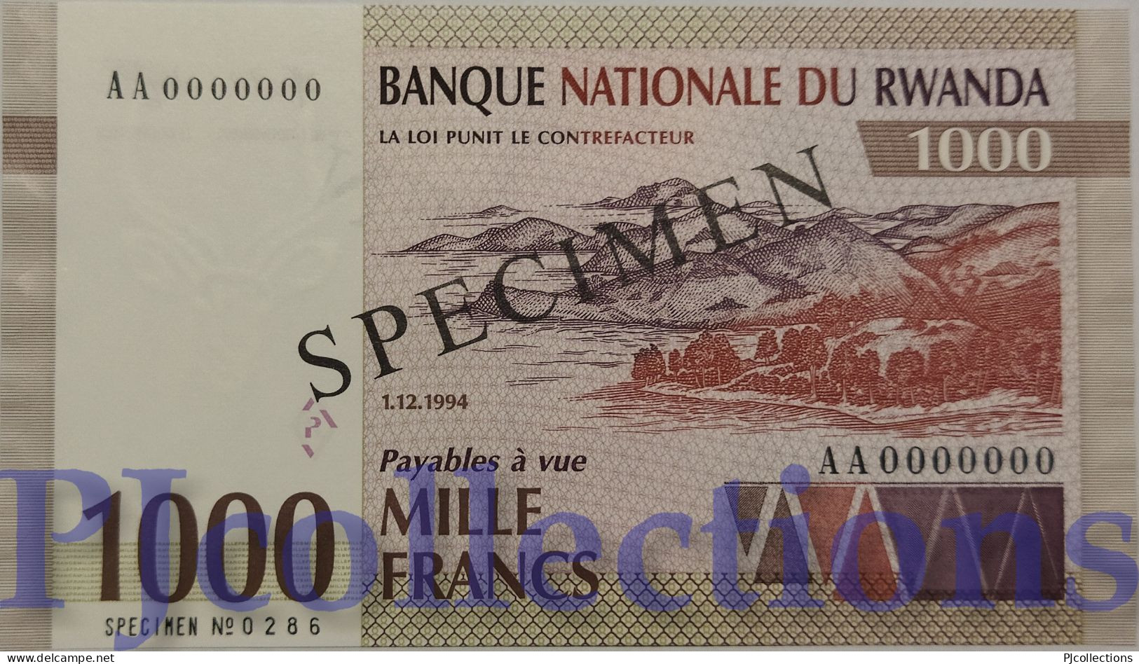 RWANDA 1000 FRANCS 1994 PICK 24s SPECIMEN UNC - Ruanda