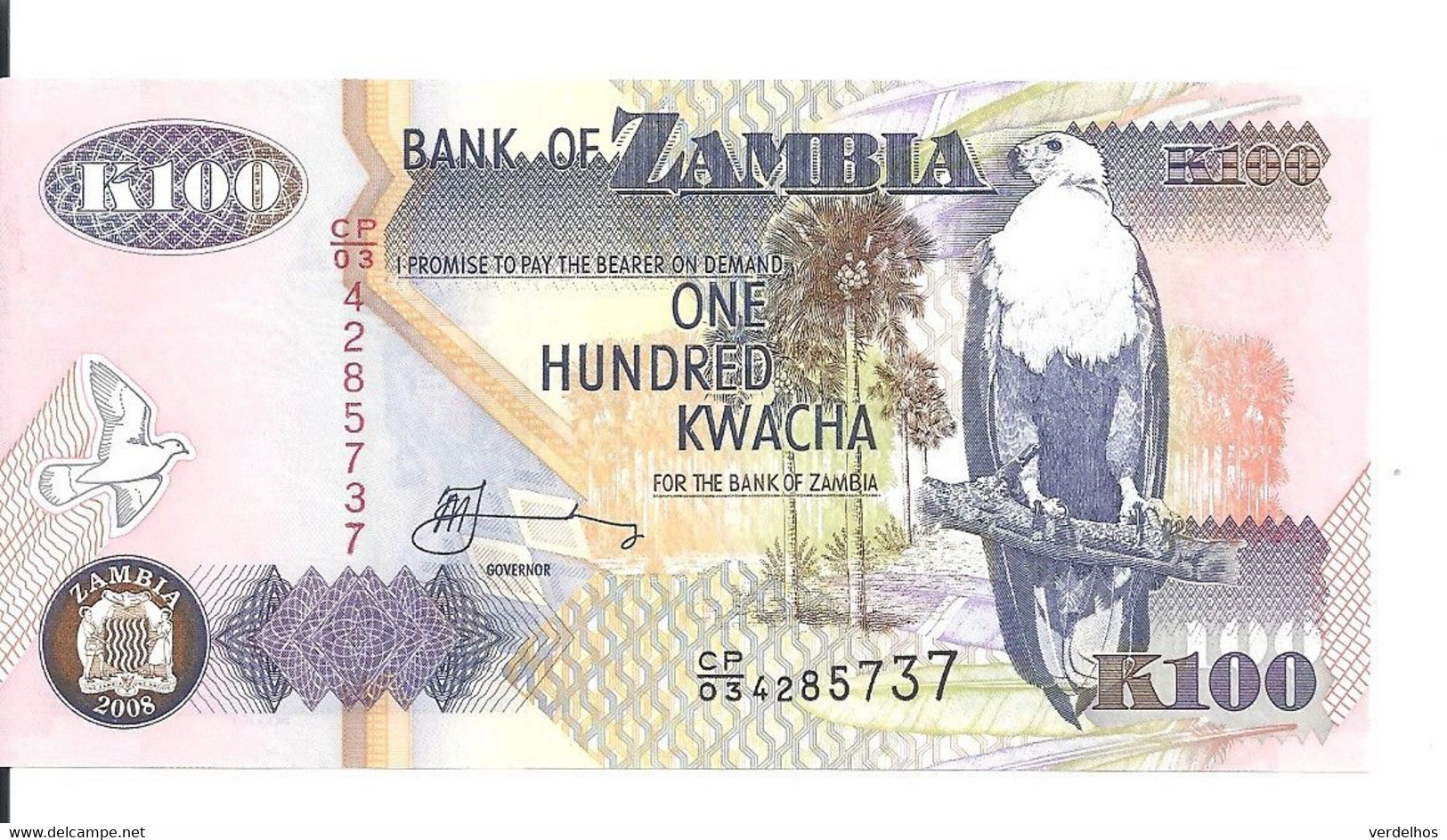 ZAMBIE 100 KWACHA 2008 UNC P 38 G - Zambia