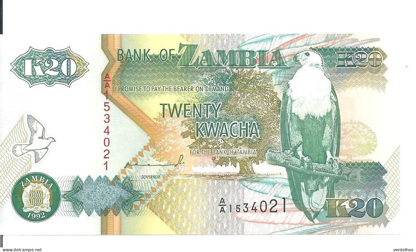 ZAMBIE 20 KWACHA 1992 UNC P 36 A - Zambia