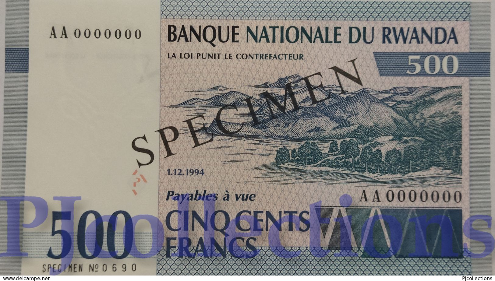 RWANDA 500 FRANCS 1994 PICK 23s SPECIMEN UNC - Ruanda