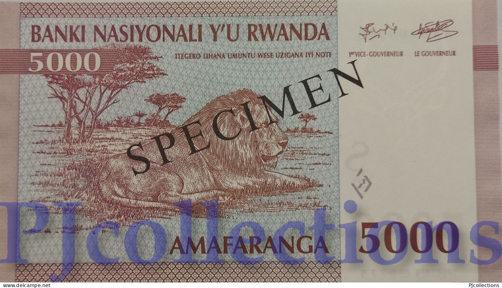 RWANDA 5000 FRANCS 1994 PICK 25s SPECIMEN UNC - Rwanda