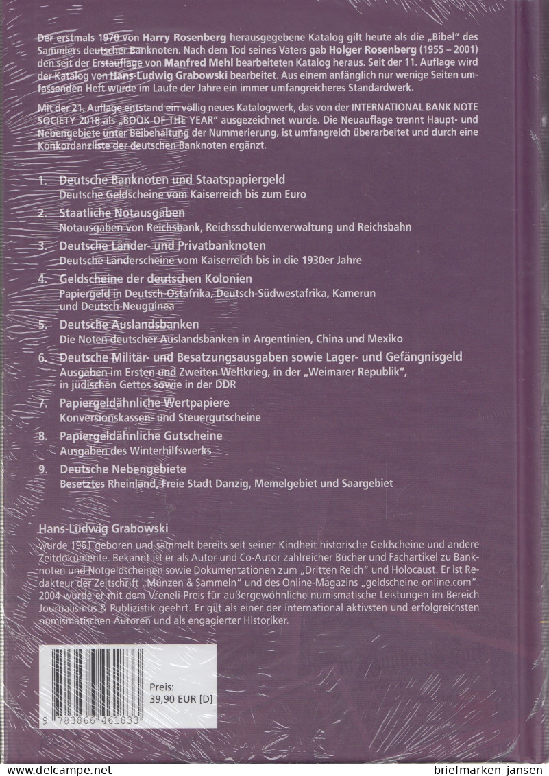 Battenberg (Rosenberg)-Katalog: Die Deutschen Banknoten Ab 1871, 22.Auflage 2021 - Libri & Software