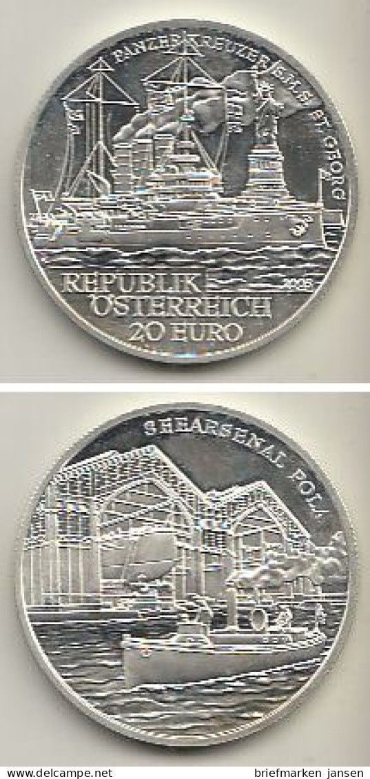 Österreich Nr. 321, Panzerkreuzer S.M.S. "Sankt Georg", Silber  (20 Euro) - Autriche