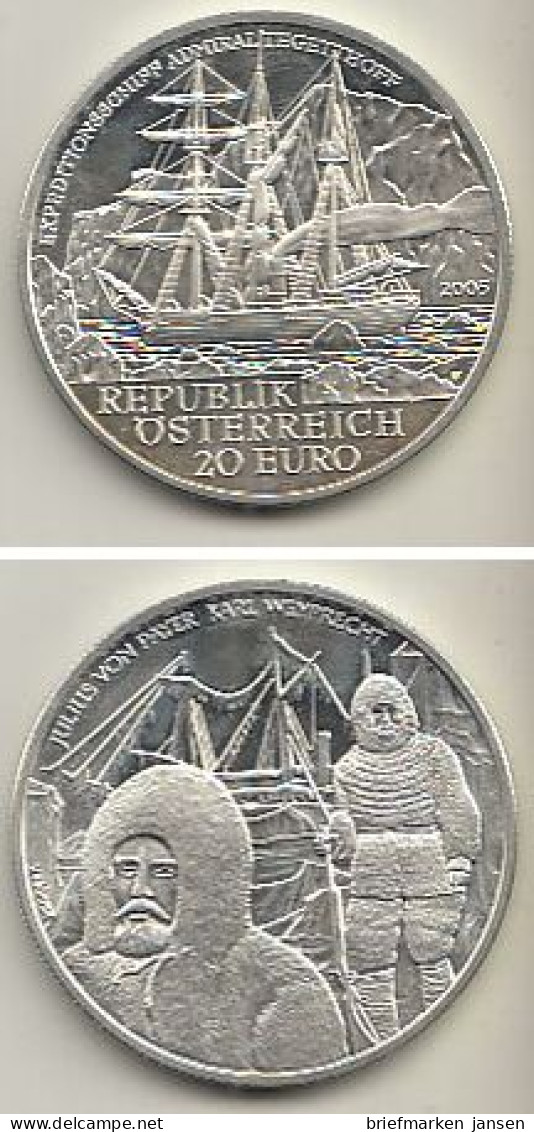 Österreich Nr. 320, Dreimaster "Admiral Tegetthof", Silber  (20 Euro) - Autriche