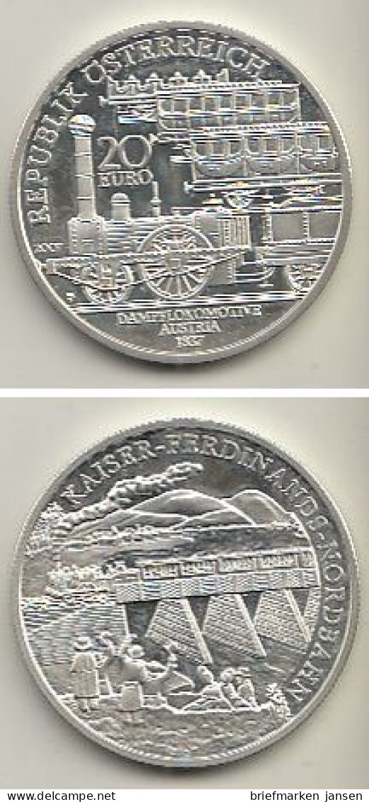 Österreich Nr. 339, Dampflokomotive "Austria" (1837), Silber  (20 Euro) - Autriche