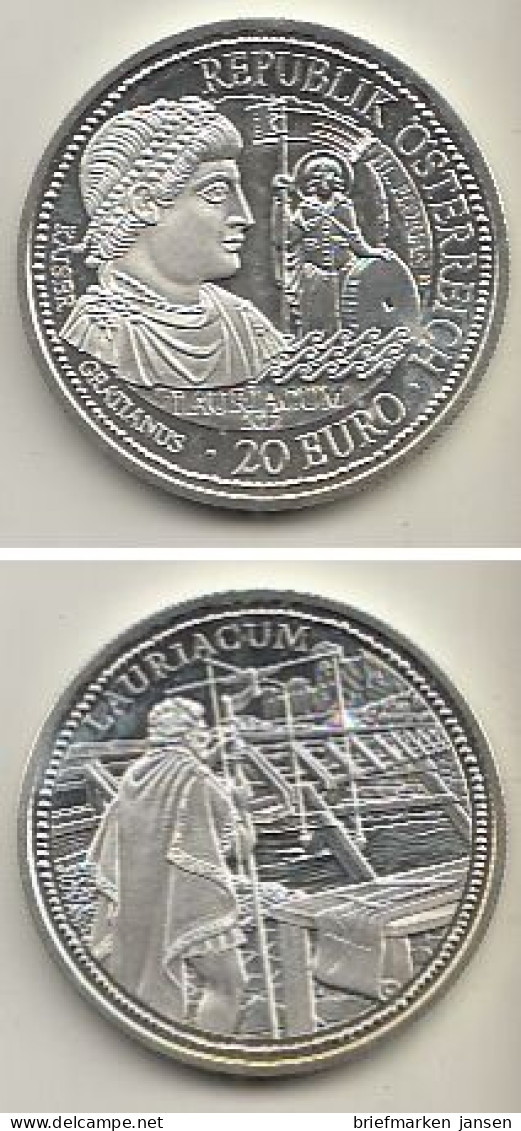 Österreich Nr. 395, Hl. Florian Und Kaiser Gratianus, Silber  (20 Euro) - Autriche